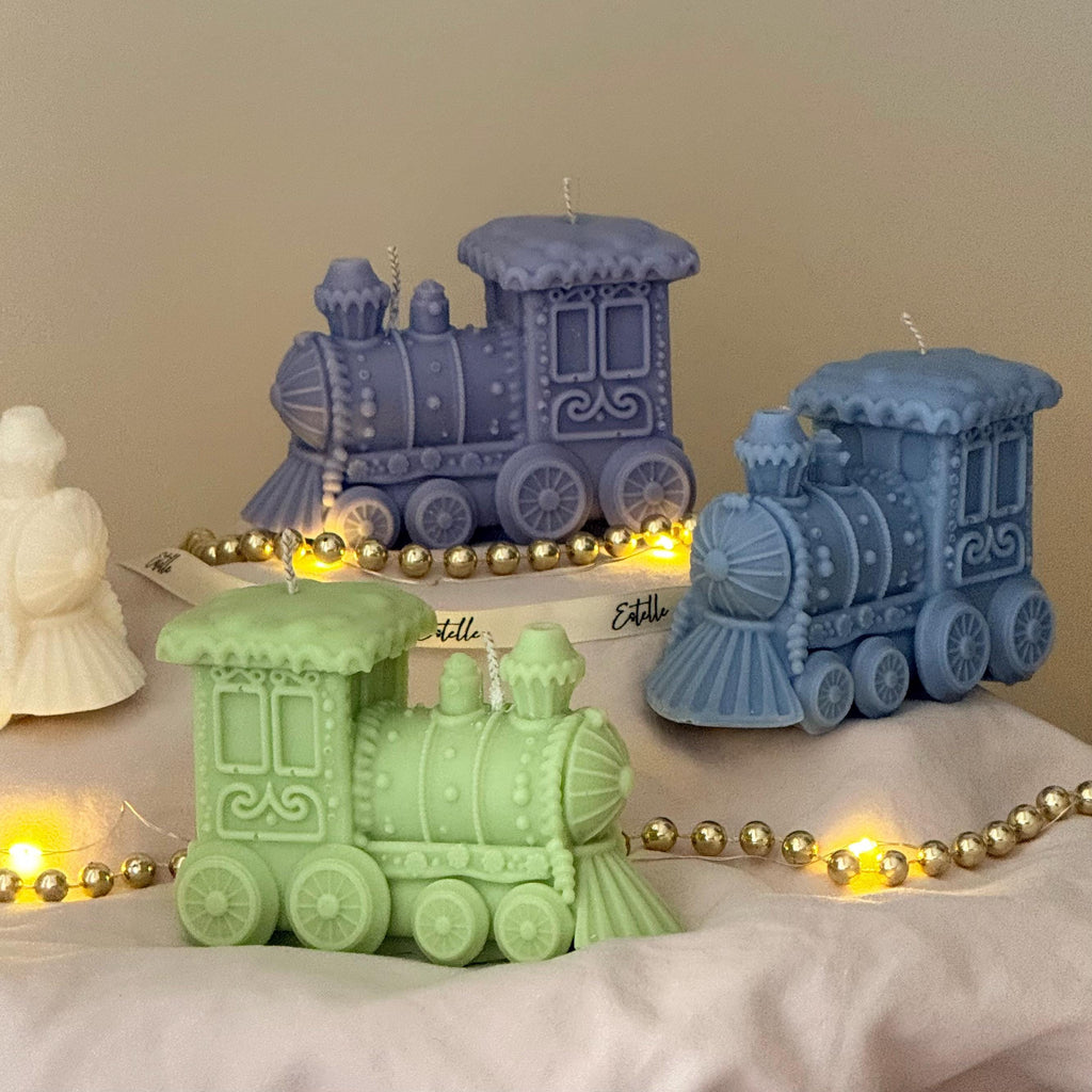 Holiday Train Candle: Sculptural Winter Decor Gift