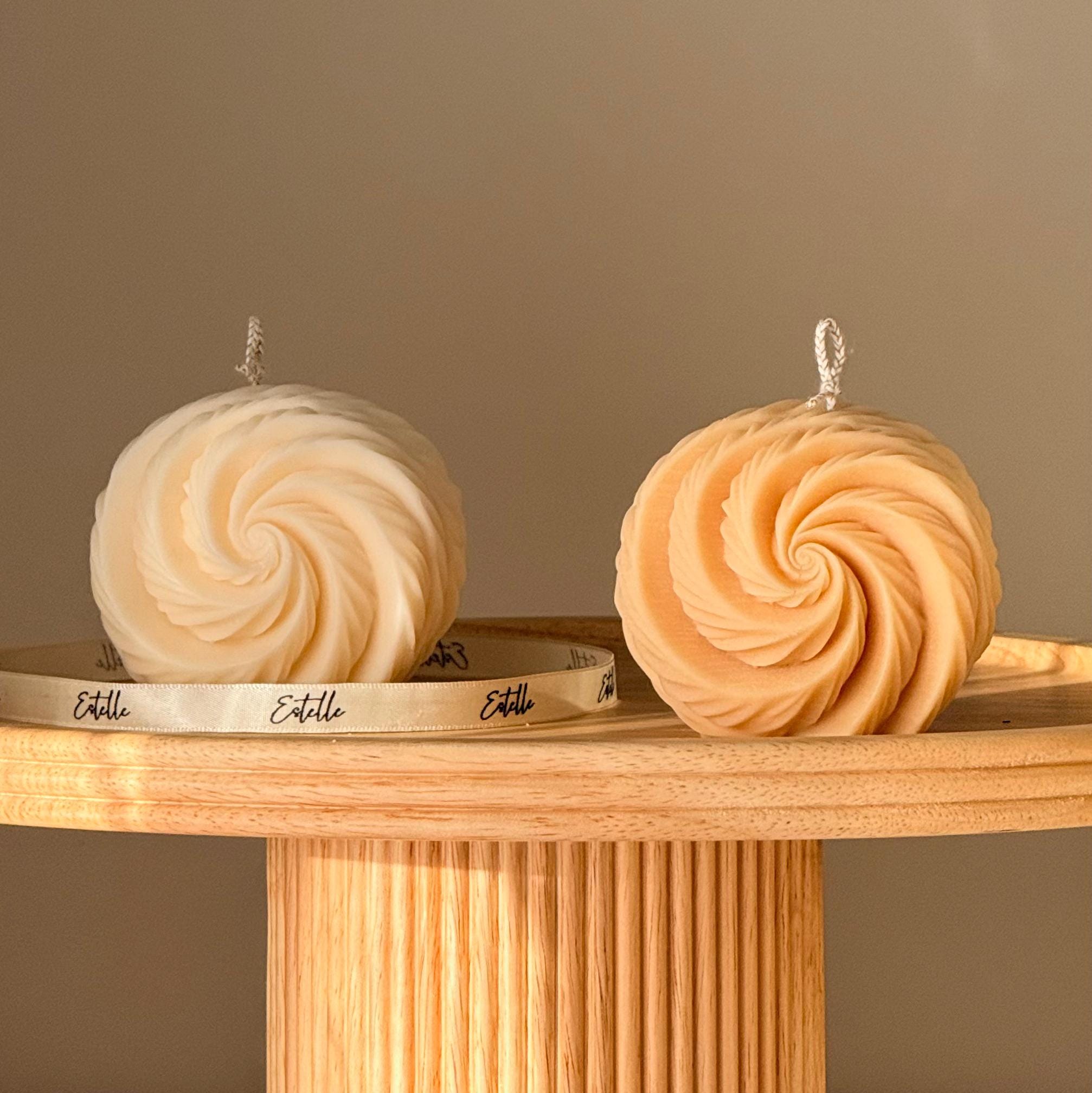 Ribbed Swirl Ball Candle| Trendy Handmade Decoration