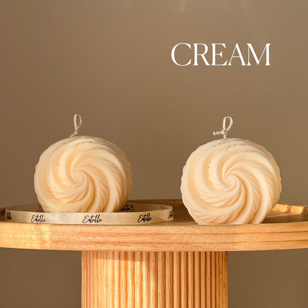 Ribbed Swirl Ball Candle| Trendy Handmade Decoration