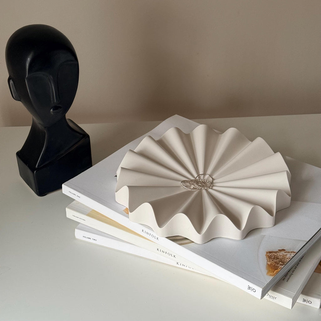 Radiant Pleated Fan Jewelry Tray: Scandi Home Decor Tray