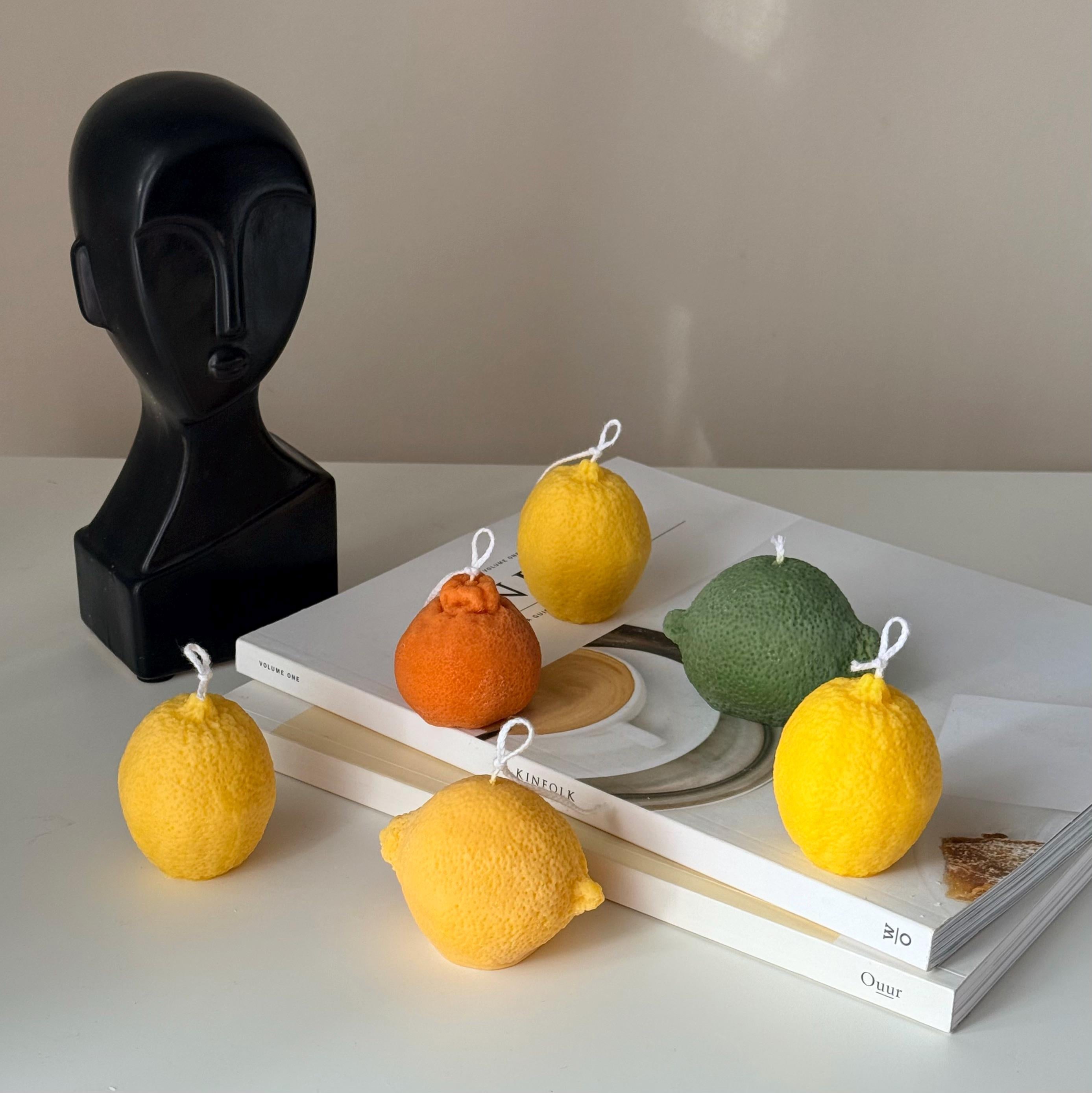 Lemon Shaped Soy Wax Candle: Vegan Minimalist Decor