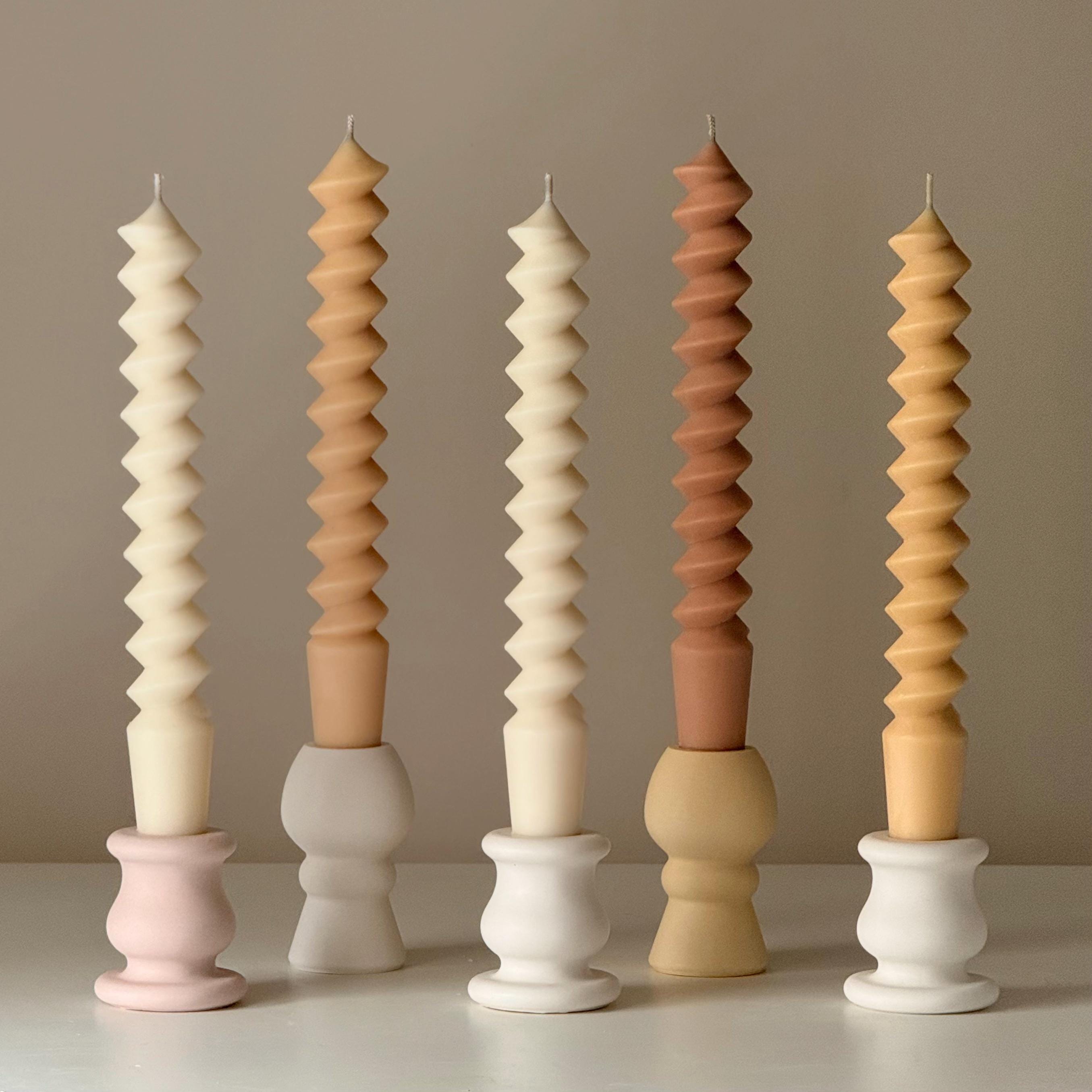 Spiral Column Taper Candle: Handmade Soy Dinner Candle