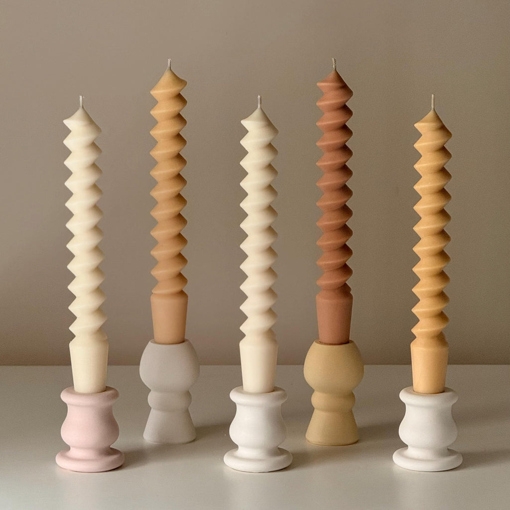 Spiral Column Taper Candle: Handmade Soy Dinner Candle