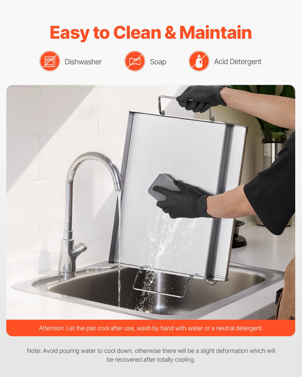 VEVOR 17x13 in Flat Top Griddle Stainless Steel Universal BBQ Grill Pan Cookware