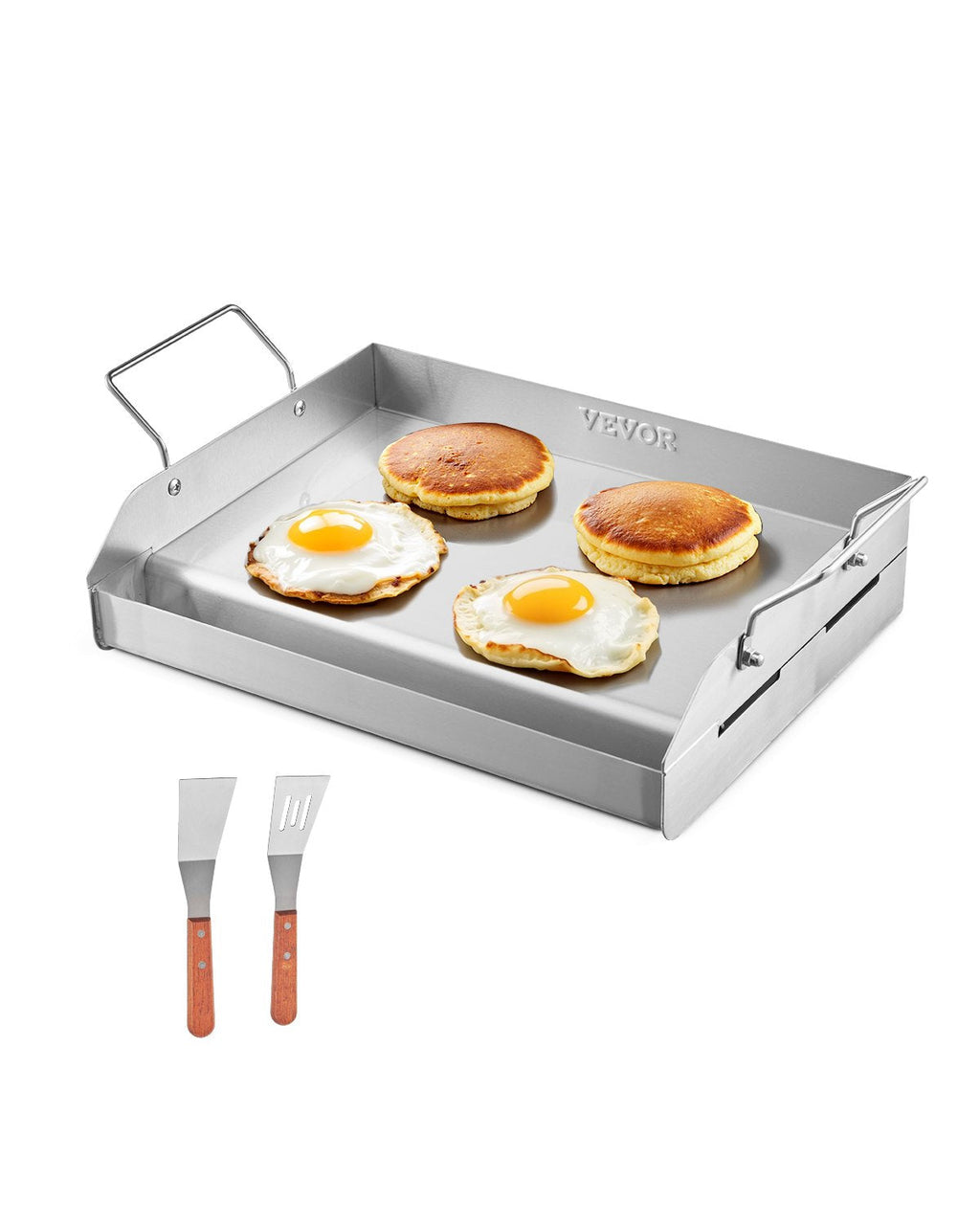 VEVOR 17x13 in Flat Top Griddle Stainless Steel Universal BBQ Grill Pan Cookware