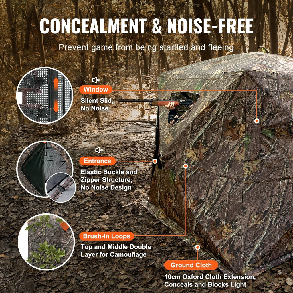 VEVOR Hunting Blind 270° See Through Ground Blind One-Way Mesh for 4-5 Person