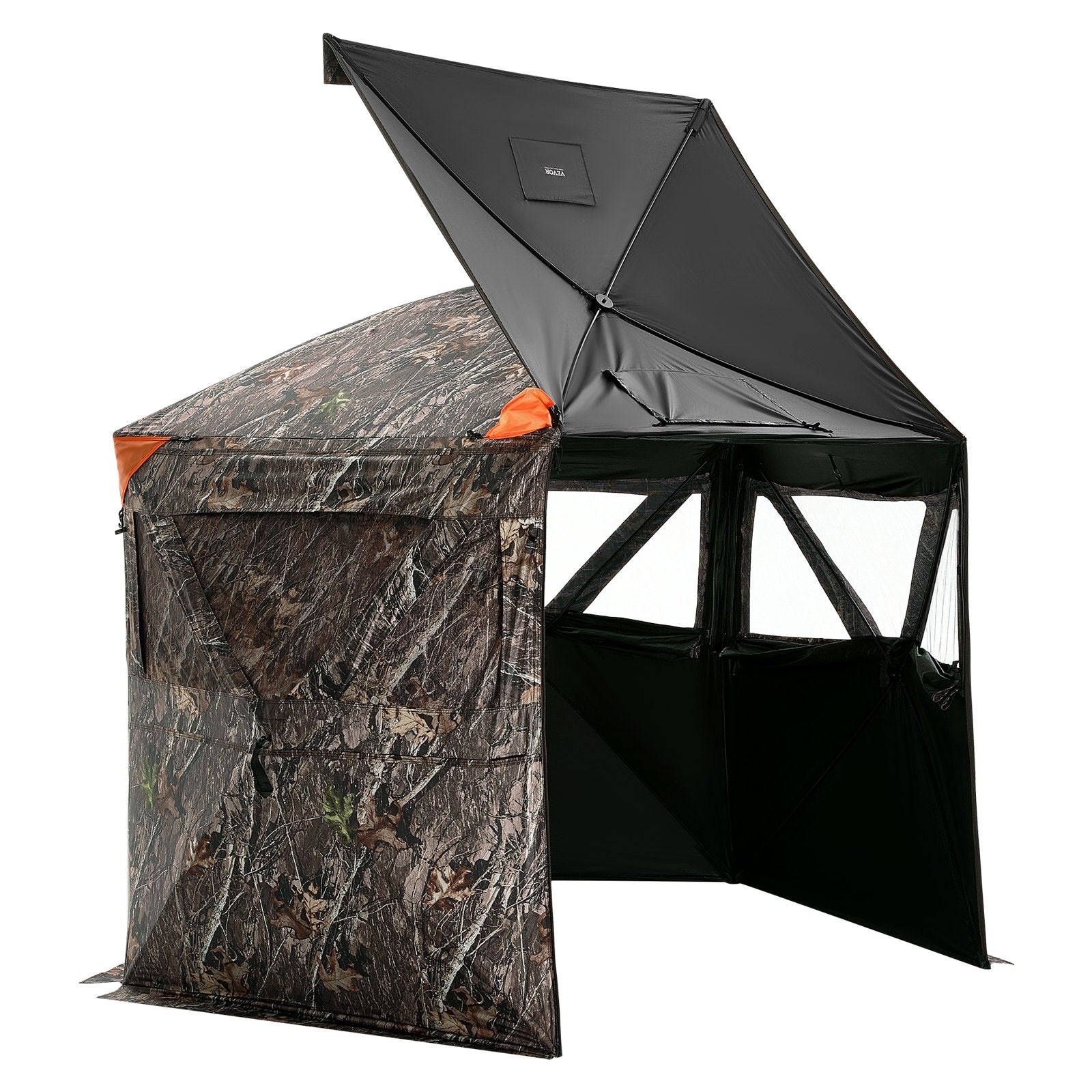 VEVOR Hunting Blind 288° See Through Ground Blind 4 Windows Mesh for 6-7 Person