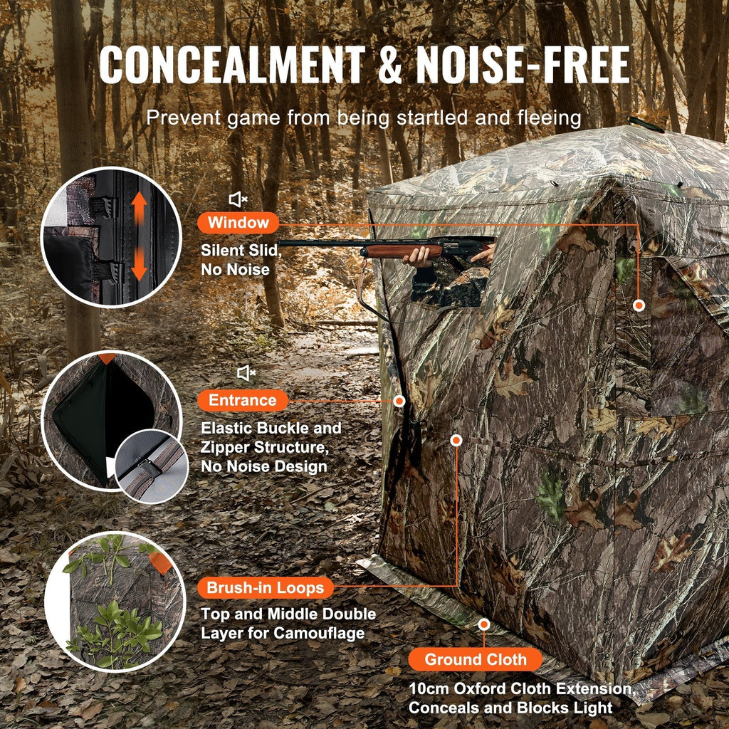 VEVOR Hunting Blind 270° See Through Ground Blind 3 Windows Mesh for 1-2 Person