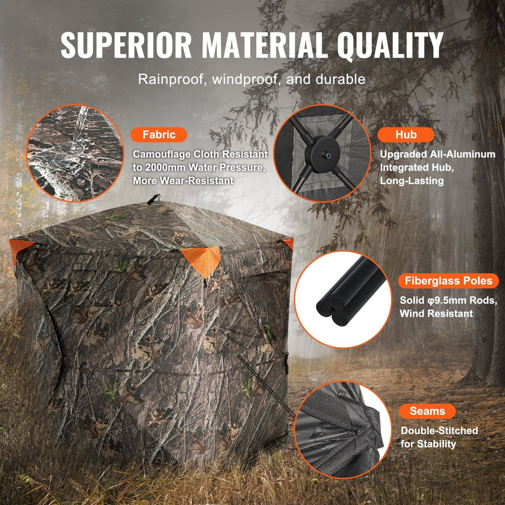 VEVOR Hunting Blind 270° See Through Ground Blind 3 Windows Mesh for 2-3 Person