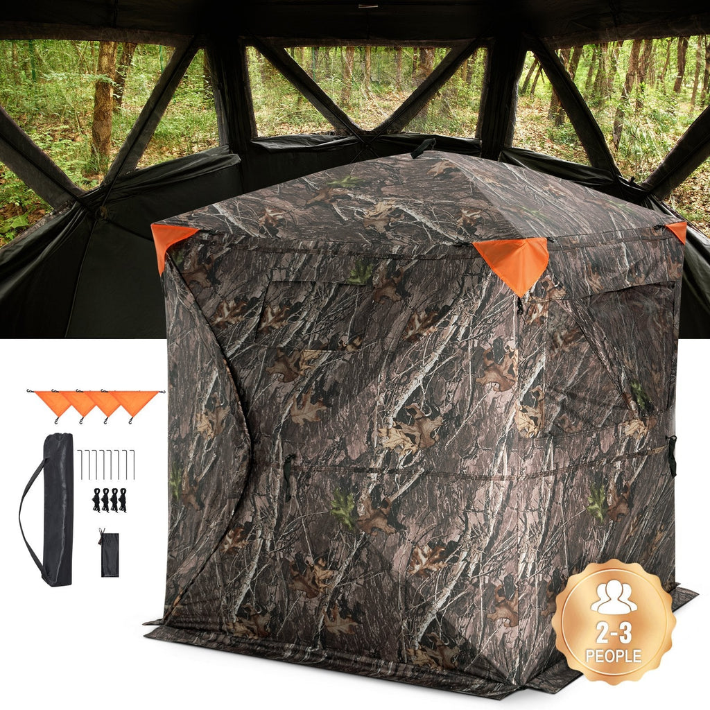VEVOR Hunting Blind 270° See Through Ground Blind 3 Windows Mesh for 2-3 Person