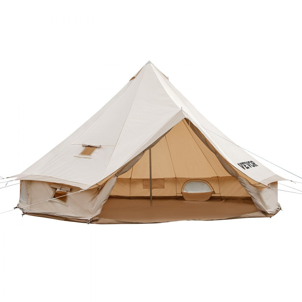 VEVOR Yurt Tent 19.7ft Cotton Canvas Tent with Wall Stove Jacket Glamping Tent Waterproof Bell Tent for Family Camping Outdoor Hunting Party in 4 Seasons