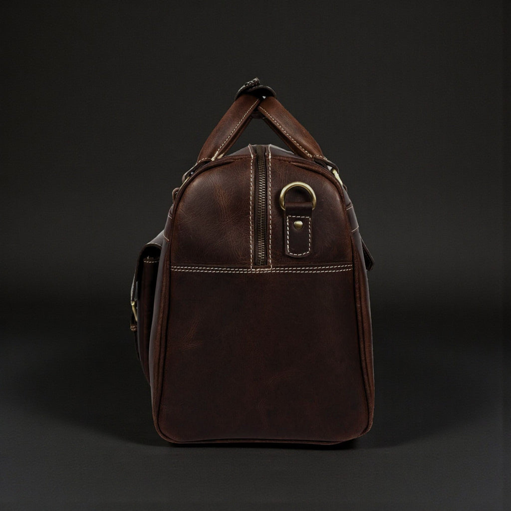 The Voyager Duffle - Brown Full-Grain Distressed Leather Duffle Bag