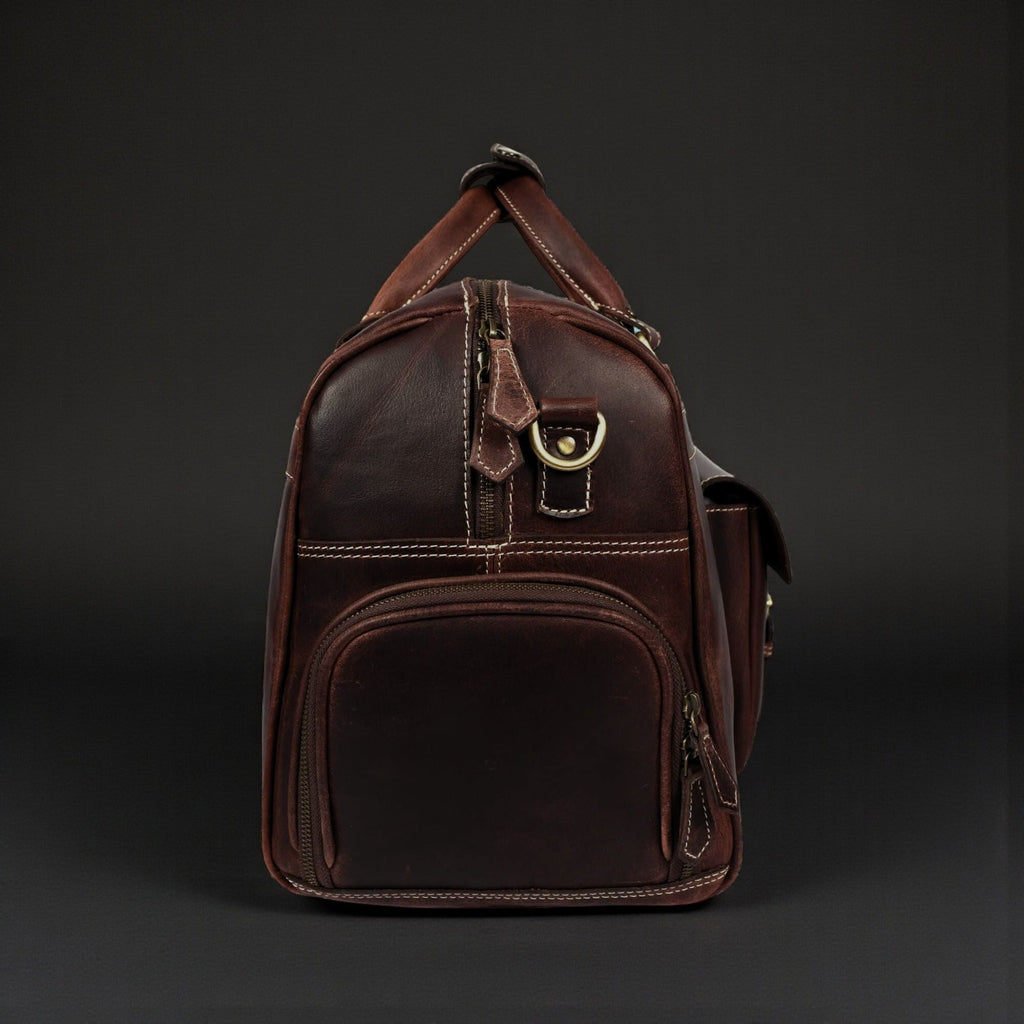The Voyager Duffle - Brown Full-Grain Distressed Leather Duffle Bag